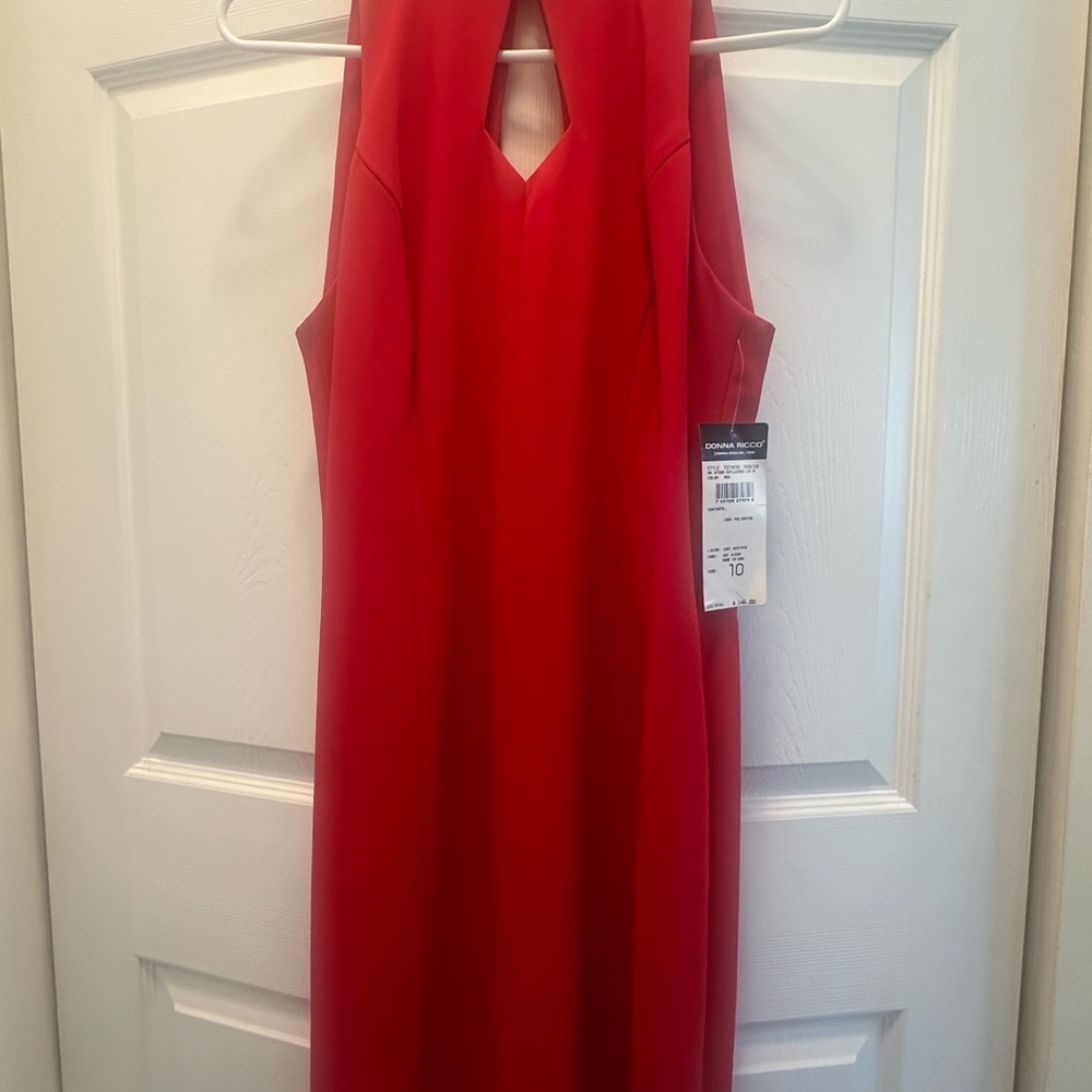 Donna Ricco Bold Red Sleeveless Midi Dress